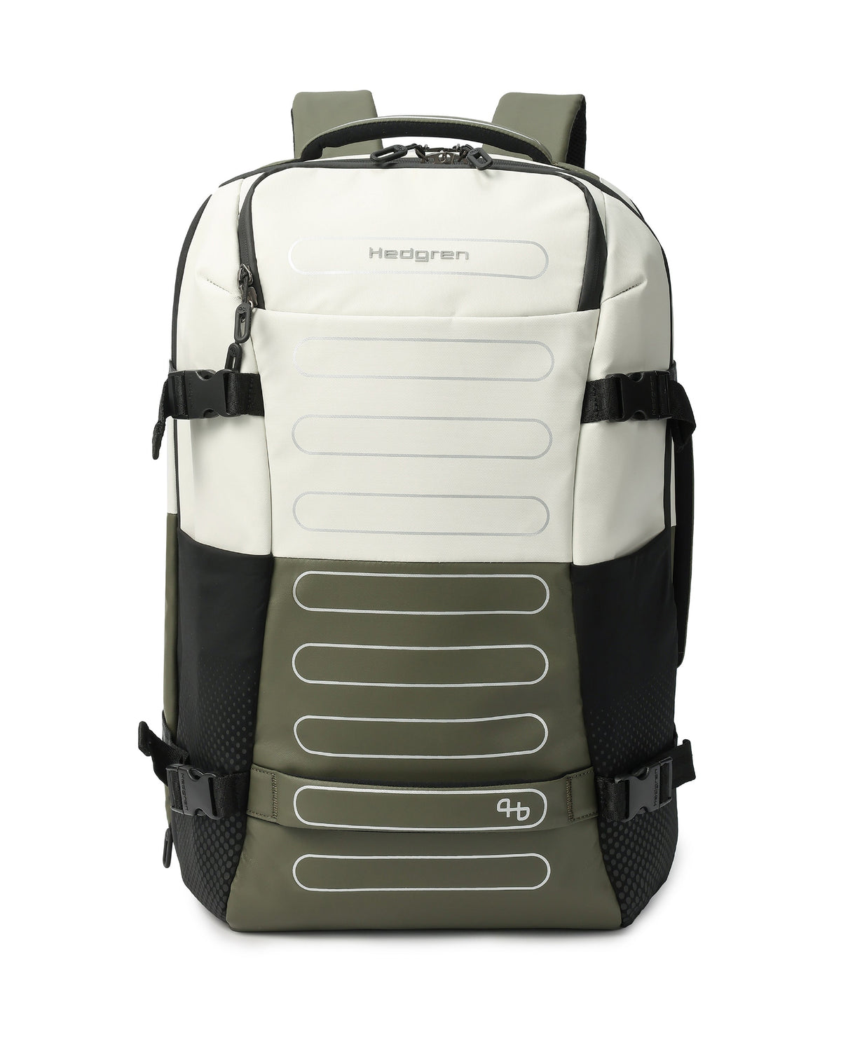 HEDGREN Cocoon Billowy Backpack w Flap back, Black/Brown/White stripe accent COMFY Casual Backpack in Vaporous Grey | Hedgren main image 3